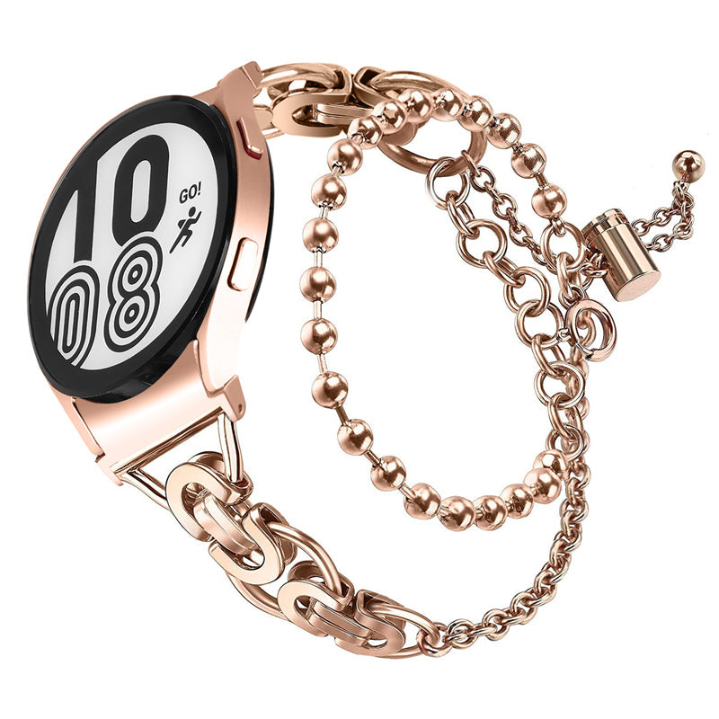 For Samsung Galaxy Watch4 Active 40mm 44mm Watch4 Classic 46mm 42mm Stylish Bead Decor Dual Circle Watch Band Stainless Steel Bracelet Wristband Strap For Samsung Galaxy Watch4 Active 40mm 44mm Watch4 Classic 46mm 42mm Stylish Bead Decor Dual Circle Watch Band Stainless Steel Bracelet Wristband Strap